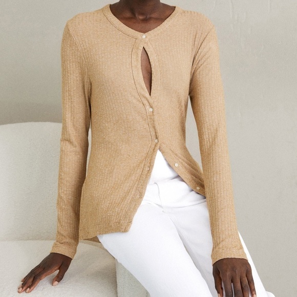 NWOT CITIZENS OF HUMANITY SADIE CARDI {€270} Cognac Light Orange Ribbed Medium - Picture 1 of 14
